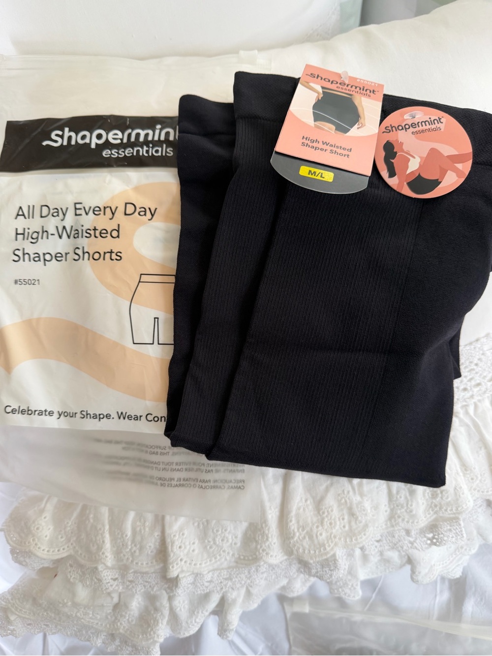 Shapermint Essentials High-Waisted Shaper Shorts - Black  2 pair M/L NEW